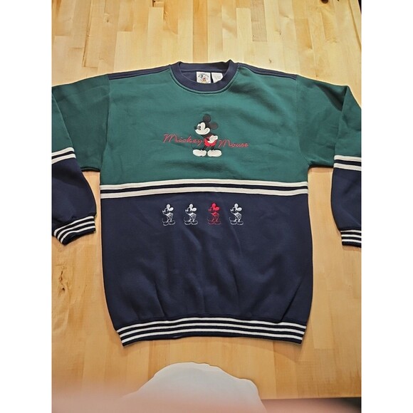 Vintage Mickey & Co Blue & Green Adult Large Sweatshirt Brazos Sportswear 90's - Picture 4 of 16